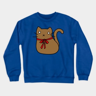 Red Ribbon Tie Brown Cat Crewneck Sweatshirt